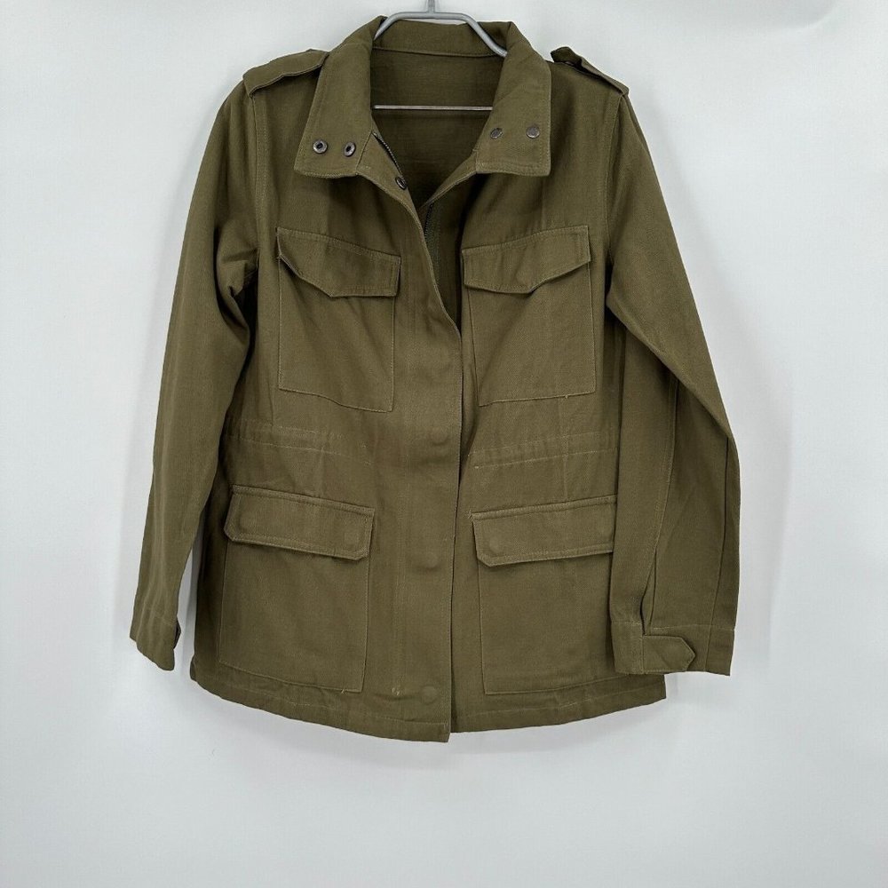 Women's Military Style Utility Jacket Army Green sz S NWOT Cotton Zip Up Pockets